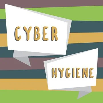 Conceptual caption Cyber Hygiene. Word Written on steps that computer users take Stock Illustration