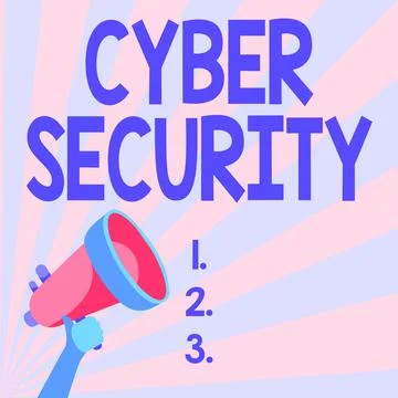 Conceptual caption Cyber Security. Word for Protect a computer system against Illustrazione stock