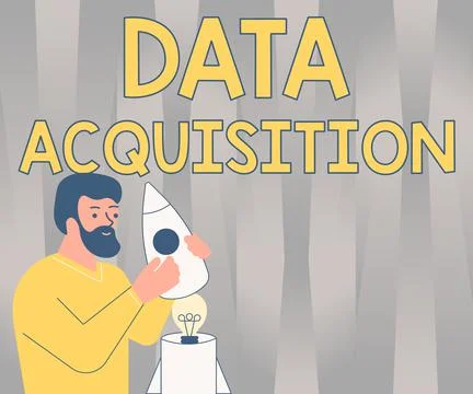 Conceptual caption Data Acquisition. Business concept way to obtain statistics Illustrazione stock