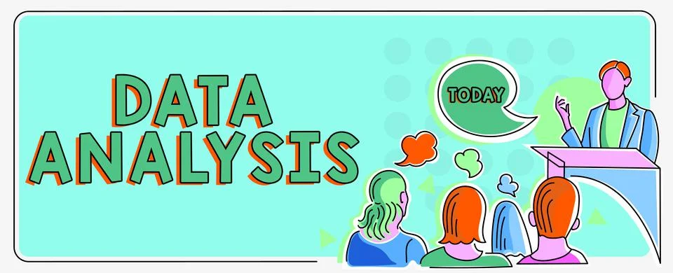 Conceptual caption Data Analysis. Business concept Translate numbers to Stock Illustration