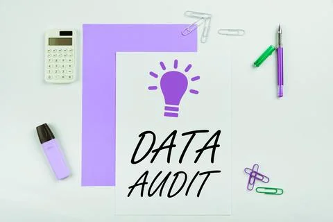 Conceptual caption Data Audit. Concept meaning auditing of data to assess its Stock Photos