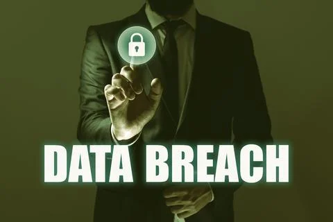 Conceptual caption Data Breach. Business approach security incident where Stock Photos
