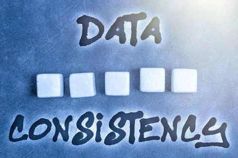 Conceptual caption Data Consistency. Business overview data values are the same Stockfoto's