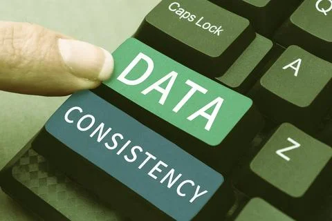 Conceptual caption Data Consistency. Internet Concept data values are the same Stock Photos