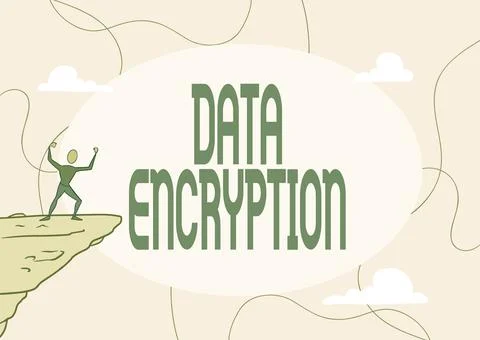 Conceptual caption Data Encryption. Business idea Symmetrickey algorithm for the Stockillustratie