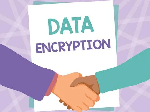 Conceptual caption Data Encryption. Business concept Symmetrickey algorithm for Stock Illustration