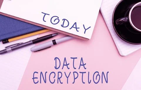 Conceptual caption Data Encryption. Business concept Symmetrickey algorithm for Stock Photos