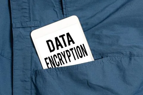 Conceptual caption Data Encryption. Word for Conversion of data into code for Stock Photos