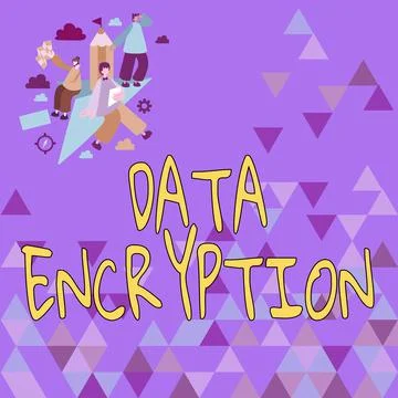 Conceptual caption Data EncryptionSymmetric-key algorithm for the encrypting Stock Illustration