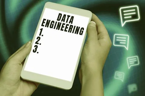 Conceptual caption Data Engineering. Business showcase data science that focuses Stock Photos