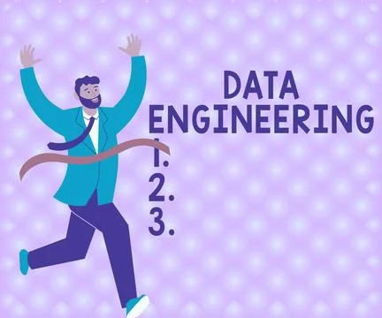 Conceptual caption Data Engineering. Word Written on data science that focuses Illustrazione stock