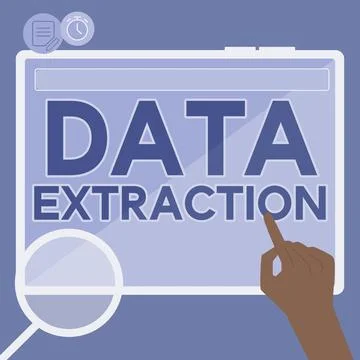 Conceptual caption Data Extraction. Business concept act or process of Stock Illustration