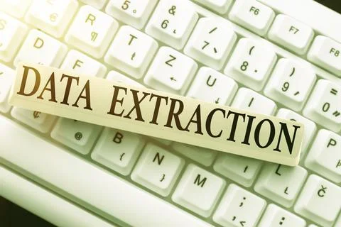 Conceptual caption Data Extraction. Business concept act or process of Stock Photos