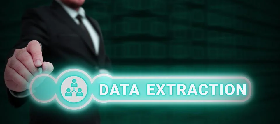 Conceptual caption Data Extraction. Internet Concept act or process of Stock Photos