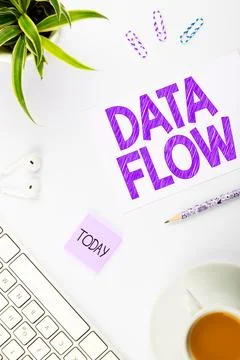 Conceptual caption Data Flow. Business idea the movement of data through a 스톡 사진