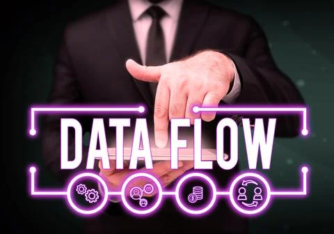 Conceptual caption Data Flow. Business showcase the movement of data through a Foto stock