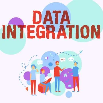 Conceptual caption Data Integration. Business idea combination of technical and Stock Illustration