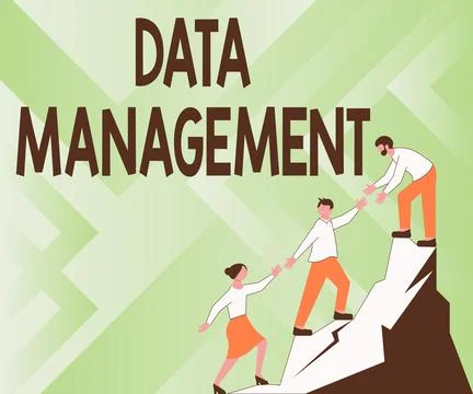 Conceptual caption Data Management. Business idea The practice of organizing and Illustrazione stock