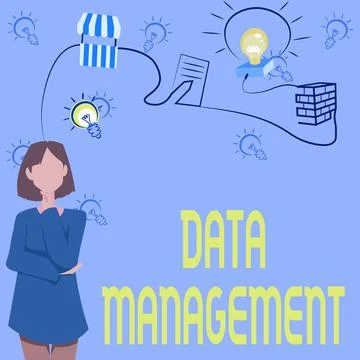 Conceptual caption Data Management. Conceptual photo The practice of organizing Illustrazione stock