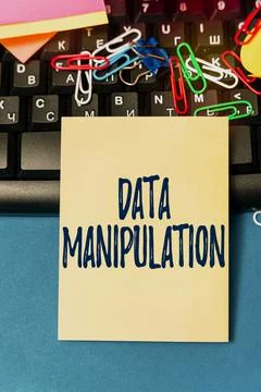 Conceptual caption Data Manipulation. Word Written on the process of changing 스톡 사진