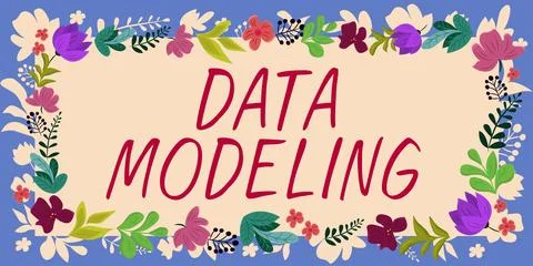 Conceptual caption Data Modeling. Business idea process of transferring data Stock Illustration