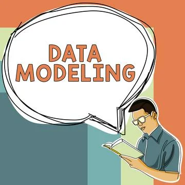 Conceptual caption Data Modeling. Business approach process of transferring data Stock Illustration