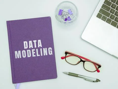 Conceptual caption Data Modeling. Business idea process of transferring data Foto stock