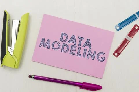 Conceptual caption Data Modeling. Concept meaning process of transferring data 스톡 사진