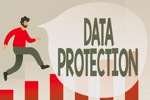Conceptual caption Data Protection. Business concept Protect IP addresses and Stock Illustration