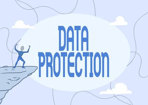 Conceptual caption Data Protection. Business overview Protect IP addresses and Stock Illustration