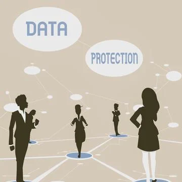 Conceptual caption Data Protection. Business approach safeguarding information Stock Illustration