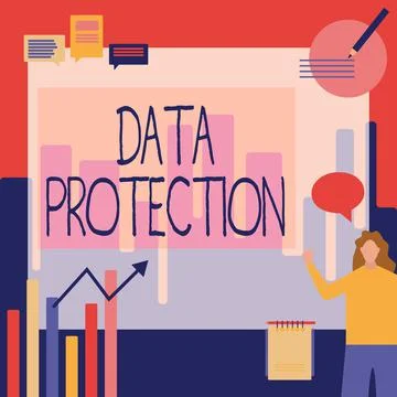 Conceptual caption Data Protection. Business showcase Protect IP addresses and Stock Illustration