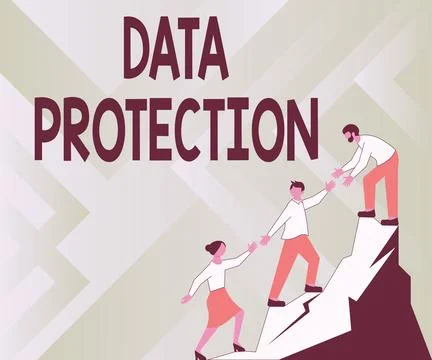 Conceptual caption Data Protection. Word Written on Protect IP addresses and Stock Illustration