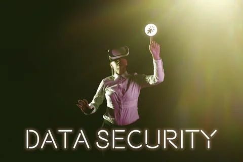 Conceptual caption Data Security. Business showcase Confidentiality Disk Stock Photos