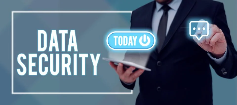 Conceptual caption Data Security. Business showcase Confidentiality Disk Stock Photos
