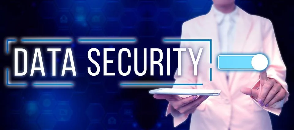 Conceptual caption Data Security. Business showcase Confidentiality Disk Stock Photos