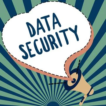 Conceptual caption Data Security. Concept meaning Confidentiality Disk Stock Illustration