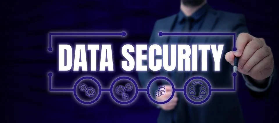 Conceptual caption Data Security. Concept meaning Confidentiality Disk Stock Photos