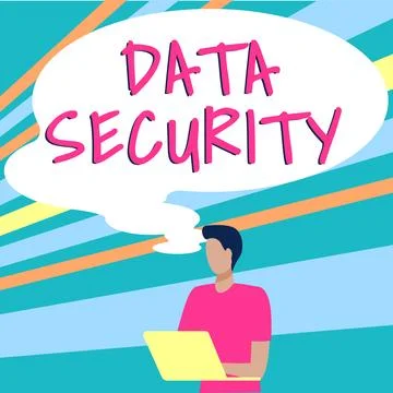 Conceptual caption Data Security. Word Written on Confidentiality Disk Stock Illustration