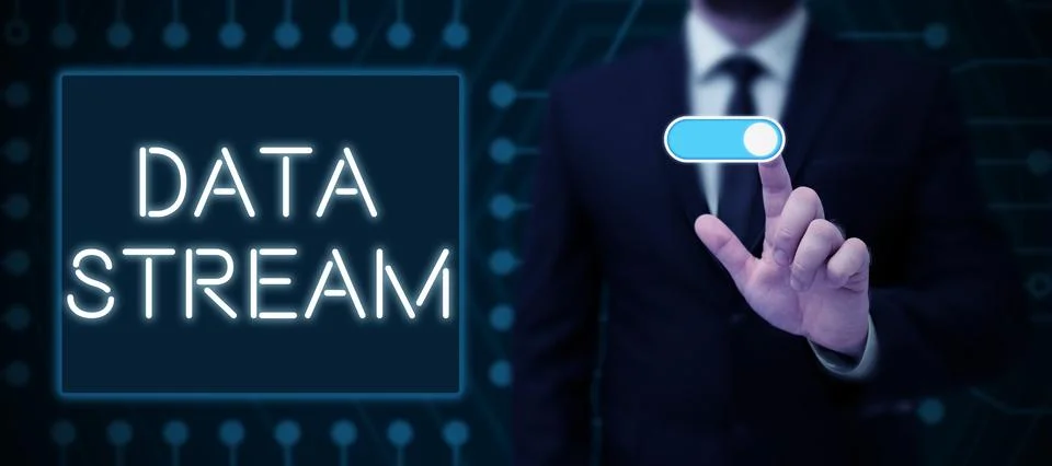 Conceptual caption Data Stream. Internet Concept sequence of digitally encoded Stock Photos