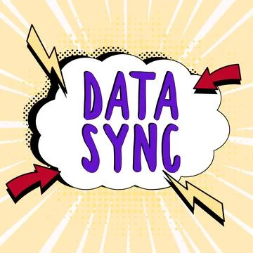 Conceptual caption Data Sync. Conceptual photo data that is continuously 스톡 일러스트