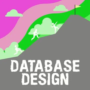 Conceptual caption Database Design. Business idea organisation of data according Illustrazione stock