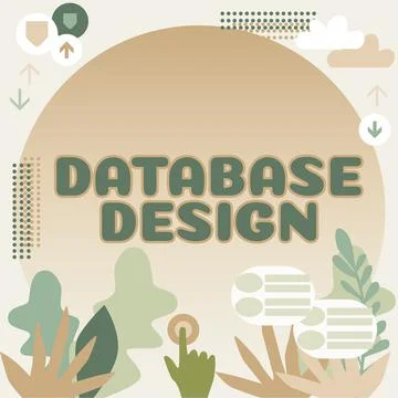 Conceptual caption Database Design. Business idea organisation of data according Illustrazione stock