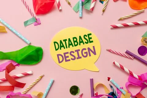 Conceptual caption Database Design. Internet Concept organisation of data Foto stock