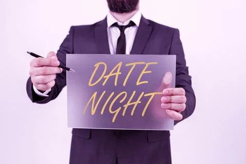 Conceptual caption Date Night. Internet Concept a time when a couple can take Stock Photos