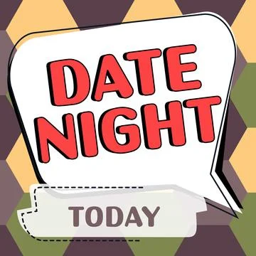 Conceptual caption Date Night. Word Written on a time when a couple can take Ilustração Stock