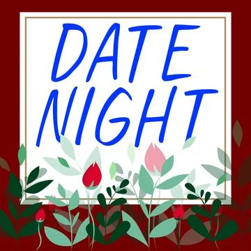 Conceptual caption Date Night. Word for a time when a couple can take time for Stock Illustration
