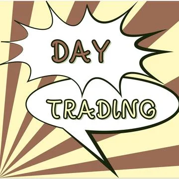 Conceptual caption Day Trading. Word Written on securities specifically buying Stock Illustration
