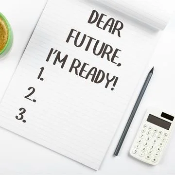 Conceptual caption Dear Future, I'M Ready. Business approach Confident to move Stock Illustration