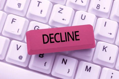 Conceptual caption Decline. Internet Concept Become smaller fewer less Decrease 写真素材